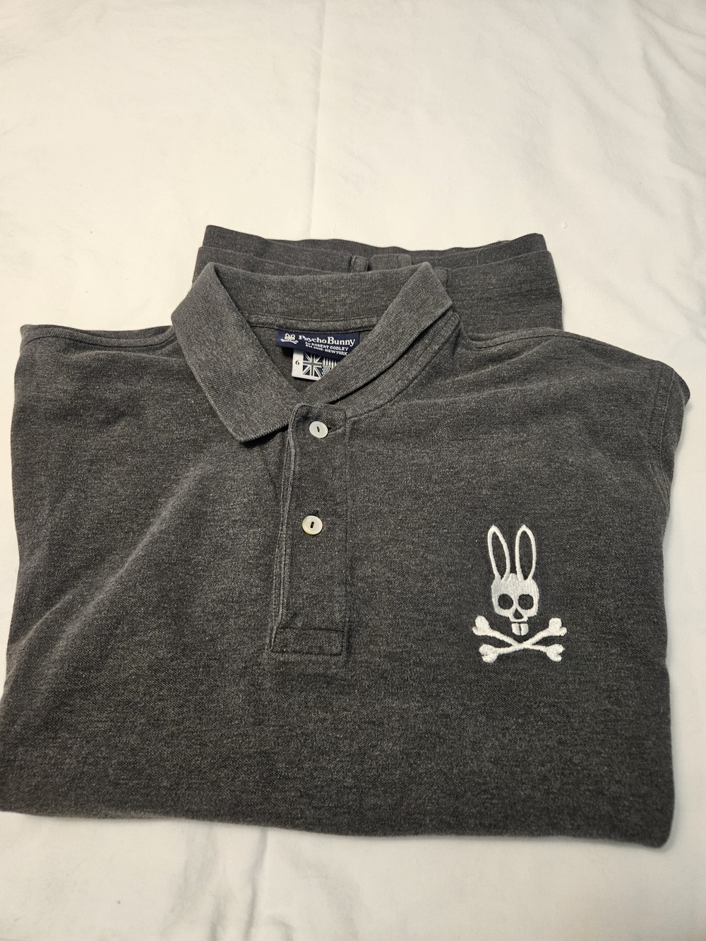 Psycho Bunny Dark Gray Polo with Skull & Bunny Logo